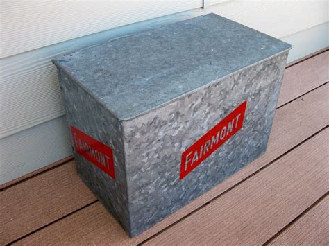 galvanized metal milk box|old fashioned metal milk box.